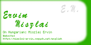 ervin miszlai business card